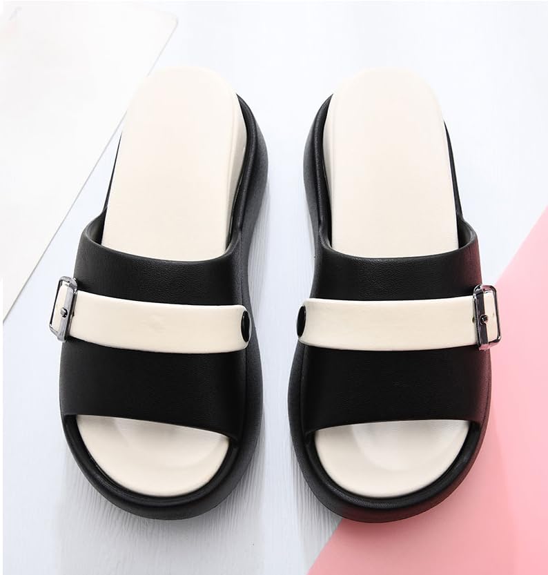 Women's Platform Thick-Soled Height Increasing Non-Slip Slippers Comfortable EVA Sole Open Toe with Buckle Decorate Chunky Heeled Casual Sandals3