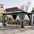 Aoxun 12'x14' Hardtop Gazebo, Aluminum Frame Permanent Pavilion with Curtains and Netting, Outdoor Polycarbonate Double Roof Canopy, Designed for Patio, Garden, Lawns, Gray