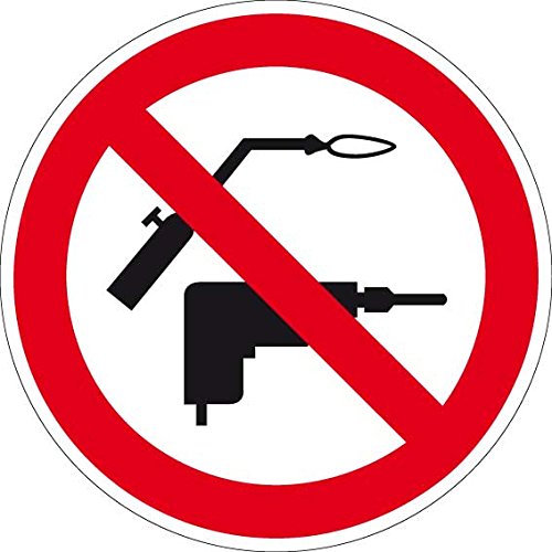 Verbotszeichen - Bohren und Schweißen verboten - Aluminium Selbstklebend - Ø 40 cm