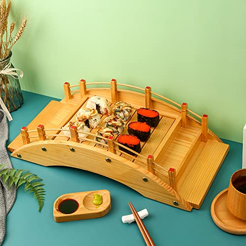 Assiette à sushis Arch Bridge, Plateau de Service pour Sashimi, pour Restaurant ou Maison, en Bambou, 53 x 24 x 13 cm