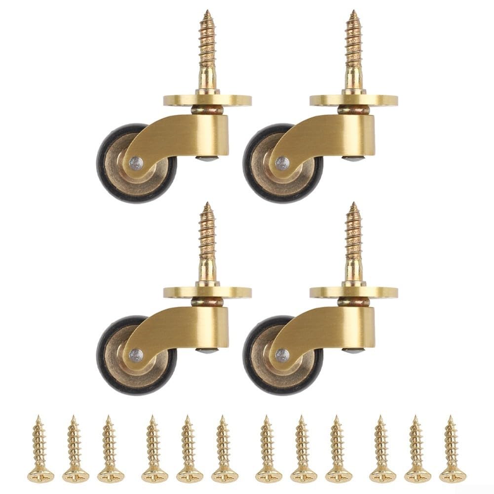Oniissy Set mit 4 Messingrollen, robust, 360 Grad drehbar, geräuschlos, Kugellager für Sofa, Tisch, kleine Möbel, Mobilität, Tragfähigkeit, 26 mm Rad, reibungslose Bewegung