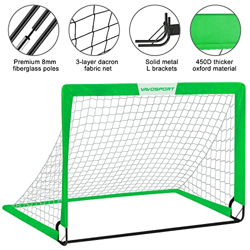 Image of Kids Soccer Goals for Backyard Set - 2 of 4' x 3' Portable Soccer Goal Training Equipment, Pop Up Toddler Soccer Net with Soccer Ball, Soccer Set for Kids and Youth Outdoor Games, Sports, Play