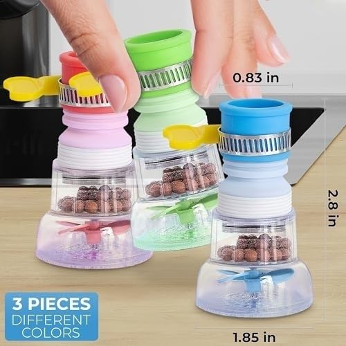 3-Pack Faucet Water Filter Set - Universal Sink Water Filter for Kitchen Bathroom Easy-Install Faucet-Mounted Water Purifier with — view 2