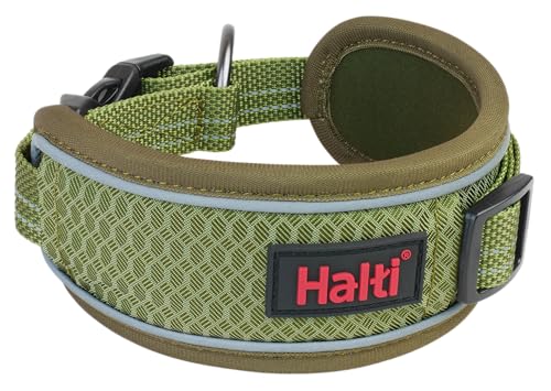 Image of Halti Anatomy Dog Collar | Size L, Green | Wide Design Collar for Pressure Relief | Padded, Reflective & Adjustable | Matching Leash & Harness | For Large Dogs