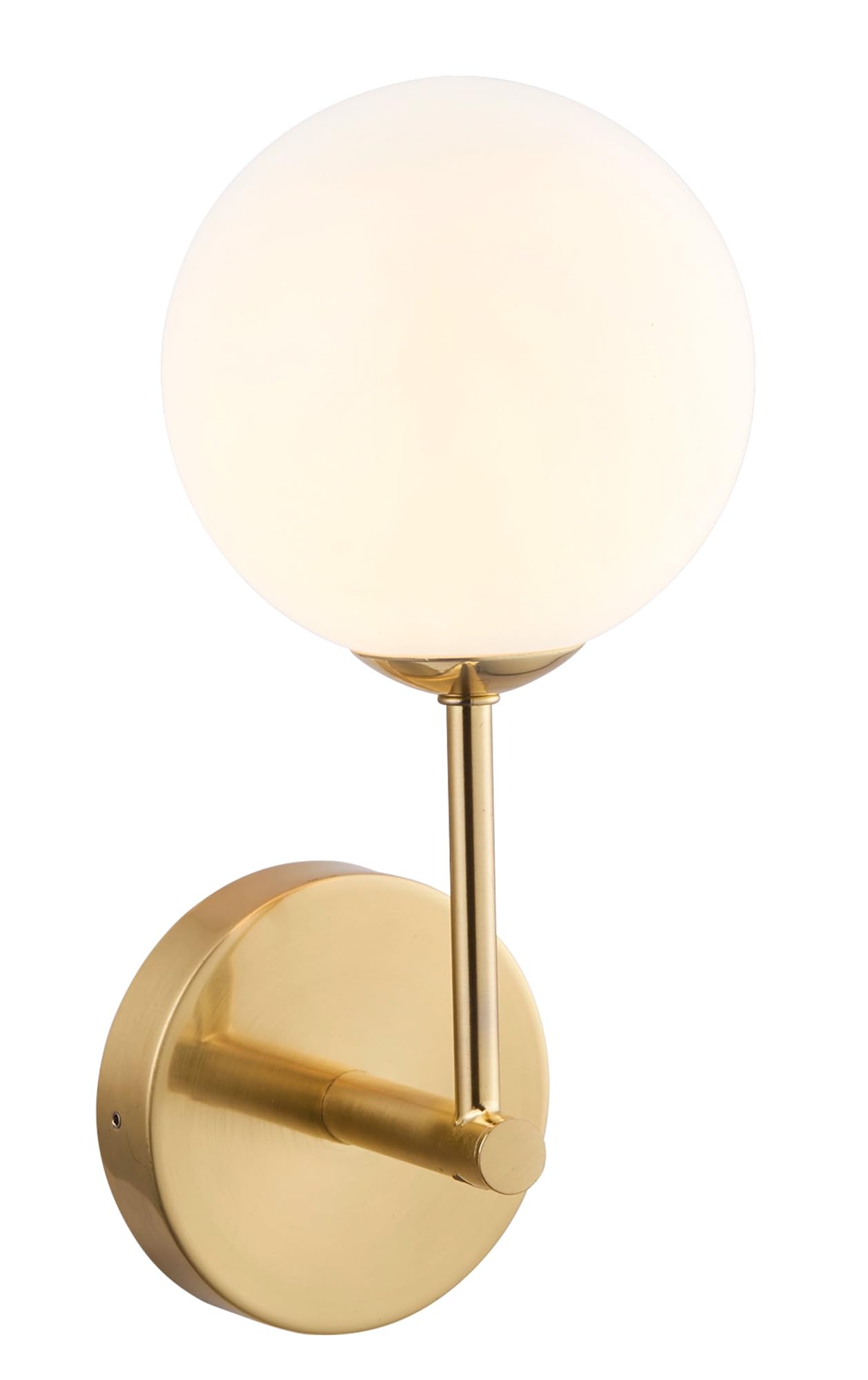 National Lighting Otto Wall Light 267mm - Satin Brass Plate & Opal Glass G9 Indoor Wall Light β Dimmable, Mid Century Modern Brass Lighting for Living Room, Bedroom & Hallway