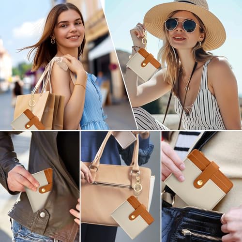 Small Ladies Wallet, Rfid Slim Thin Compact Credit Card Women Wallet, PU Leather Bifold Cash Wallet, Zipper Coin Pocket & ID Window, Female Gifts Beige and Brown2