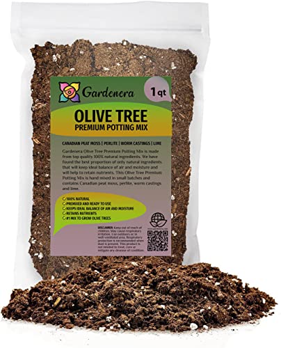 Gardenera Premium Olive Tree Potting Mix - Perfect Balance of Air, Moisture, and Nutrients - 1 Quart