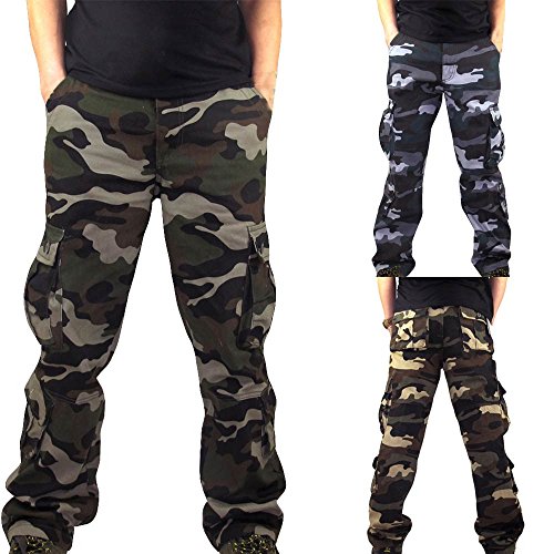 Pantalones cargo de camuflaje de ajuste holgado para hombre, pantalones de combate de camuflaje, pantalones tácticos militares con 8 bolsillos, secado rápido, pantalones de senderismo al aire libre
