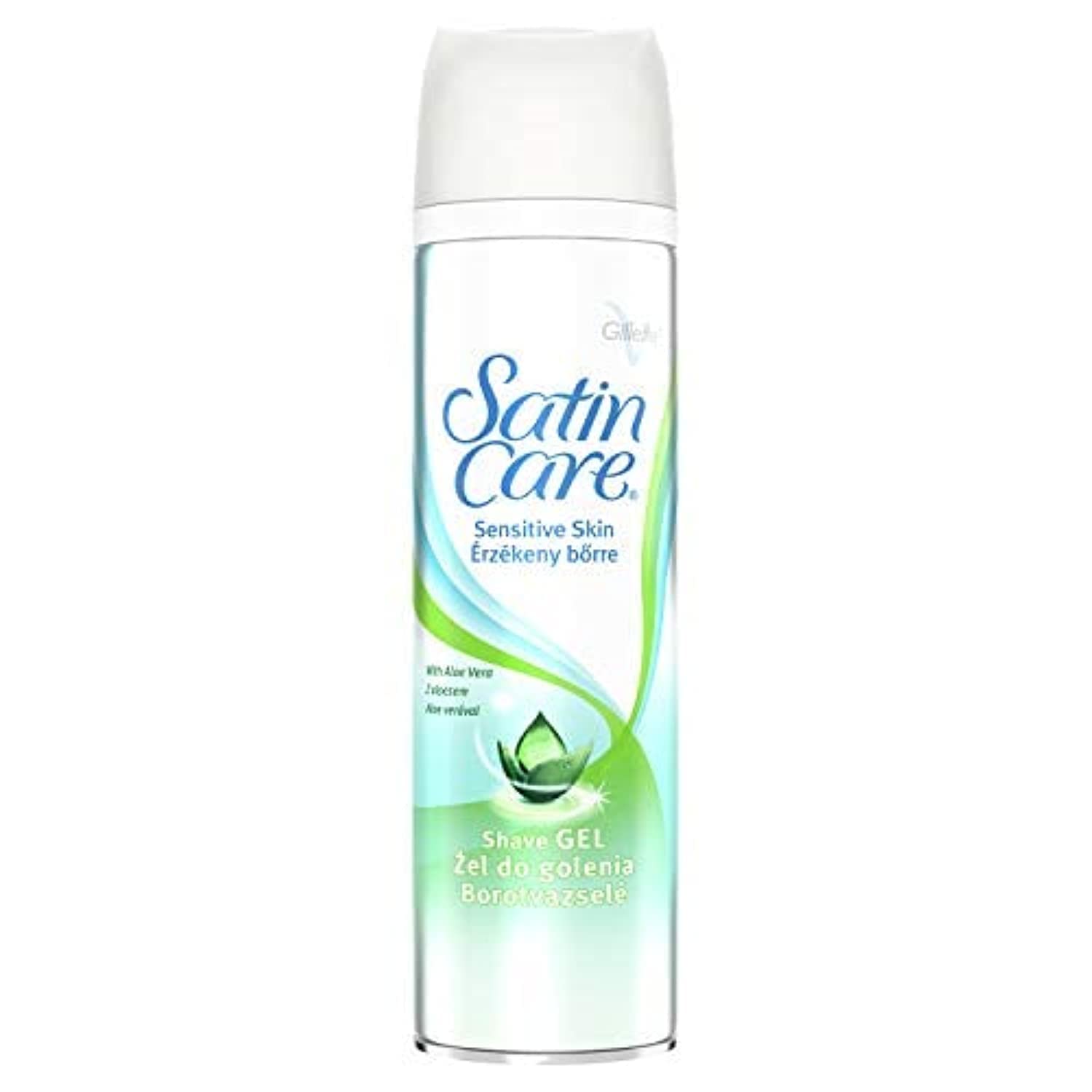 2 X GILLETTE FOR WOMEN SATIN CARE SHAVE GEL FOR SENSITIVE SKIN WITH ALOE & VITAMIN E 200ML (SHIPPING INCLUSIVE)