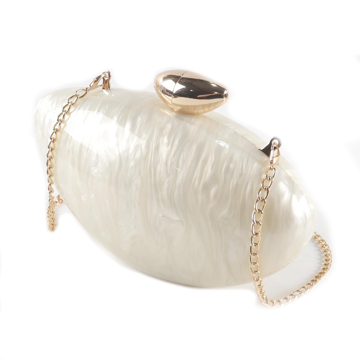 Bolso De Mano Acrílico Con Forma De Concha, Moderno Bolso De Noche Acrílico Metálico, Brillante, Tipo Huevo, Para Mujer, Para Bodas Y Fiestas.