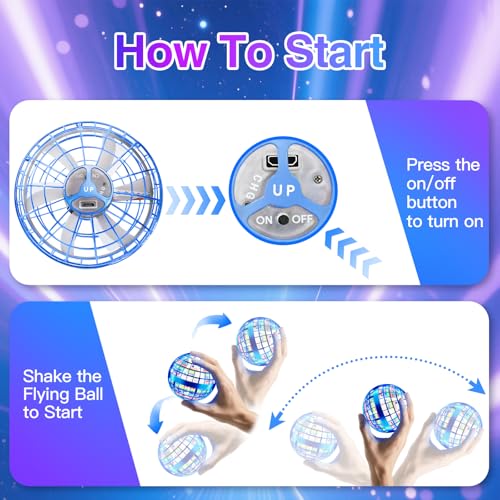 PKBOSS Fliegender Ball Magic Flying Orb Ball,Hand Controlled Hover Schwebender mit LED Licht Flying Spinner Mini Drohne Für Kinder Hover Toy Geschenke für Jungen Mädchen 6-12 Jahre