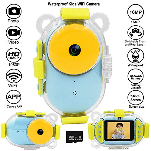Gurmoir Kids WiFi Camera/Kids Waterproof Dual Camera Video Record Full HD 1080P 16MP