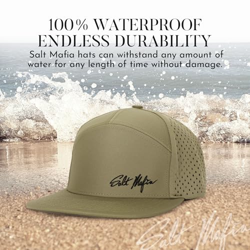 Image of Salt Mafia Hats for Men - Waterproof Hats for Men, 7 Panel Flat Brim Surfer Hat