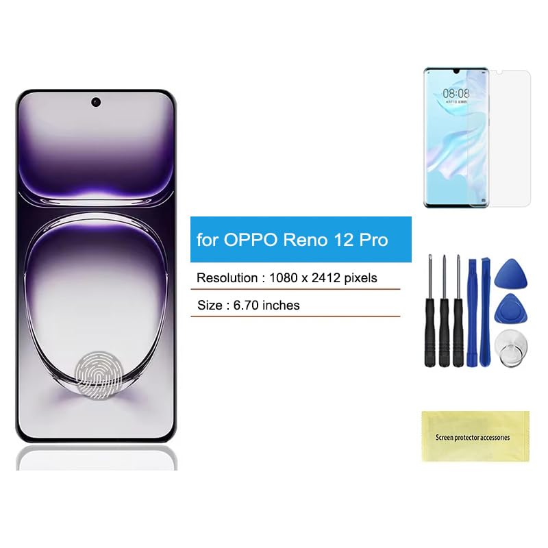 < con Cornice > Super Amoled Schermo per Oppo Reno 12 Pro 5G LCD Display Touch Screen Replacement (senza Telaio, 02_OEM)