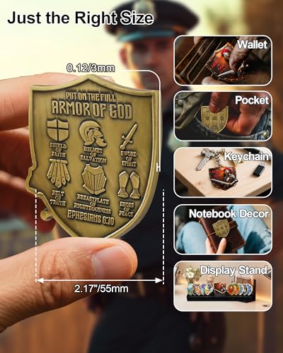 RYUKENLM Armor of God Challenge Coin-Knights Templar Shield-Ephesians 6:10-11 Verse-Religious Pocket Prayer Token-Inspirational Faith-Based Gift for Men Women - Thumbnail 5