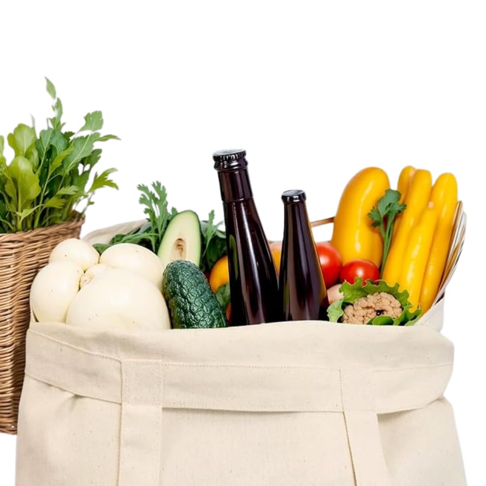 Sac en Coton Naturel 38x42 cm Sac Cabas Réutilisable Courses Sport