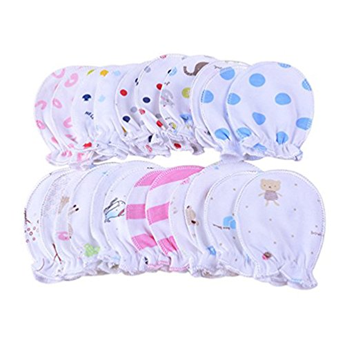 Newborn Baby Cotton Gloves No Scratch Mittens For 0-6 Months Infant Boys Girls 5 Pairs