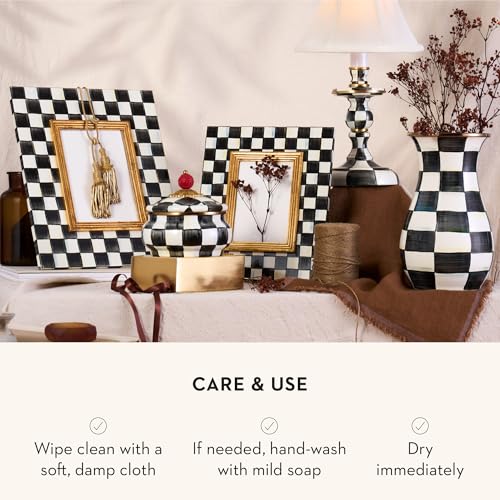 MACKENZIE-CHILDS Tall Enamel Vase, Unique Flower Vase, Decorative Table Decor for Living Room, Black-and-White Courtly Check - Image 6