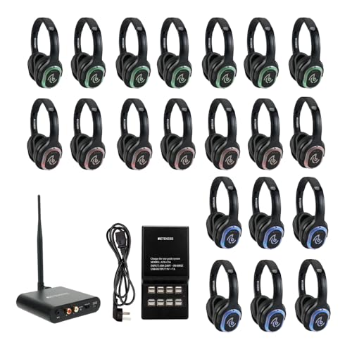 Retekess TA003 Silent Disco Headphone System, 3 Channel, Hi-Fi Sound Quality, Easy Setup for Party, Club, Bar and DJ Bundle TT002 16 Port Desktop USB Charging Station