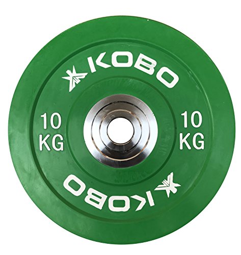 Image of Kobo 5 Kg (51 mm) Bumper Plates Competition Level Olympic Barbell Bar Weight Plate with Machined Steel Collar Elite (Imported) - Sold in Pairs