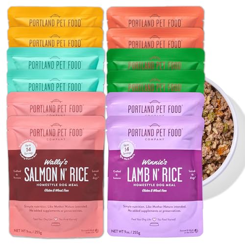 Portland Pet Food Company Fresh Dog Food Pouches - Human-Grade Topper Mix-Ins & Wet Pet Meals - Small & Large Breed Puppy & Senior Dogs - Gluten-Free Meal Toppers Made in The USA - 12 Pack Variety