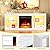 BREEZEHEAT 58inch Electric Fireplace TV Stand for 65'' TV-Entertainment Center with 18'' Fireplace and Led Light-TV Console with Glass Shelves, Power Outlets, Remote Control (White Marble)