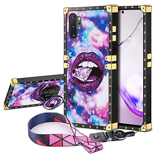 JAKPDE for Samsung Galaxy Note 10+ Case with Kickstand Cute Cover Galaxy Note 10 Plus Case for Girls Women Soft TPU Case with Strap Shockproof Protective Case for Galaxy Note 10+/Note 10 Plus Purple