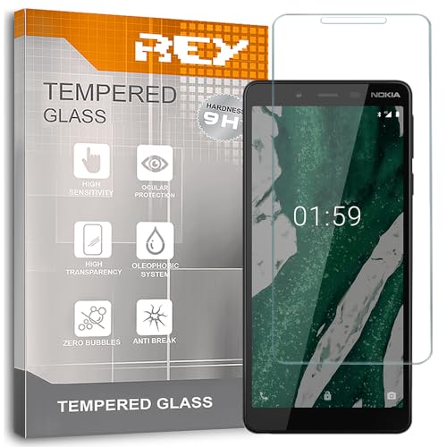 REY 3X Protector Pantalla para Nokia 1 Plus, Cristal Vidrio Templado Premium