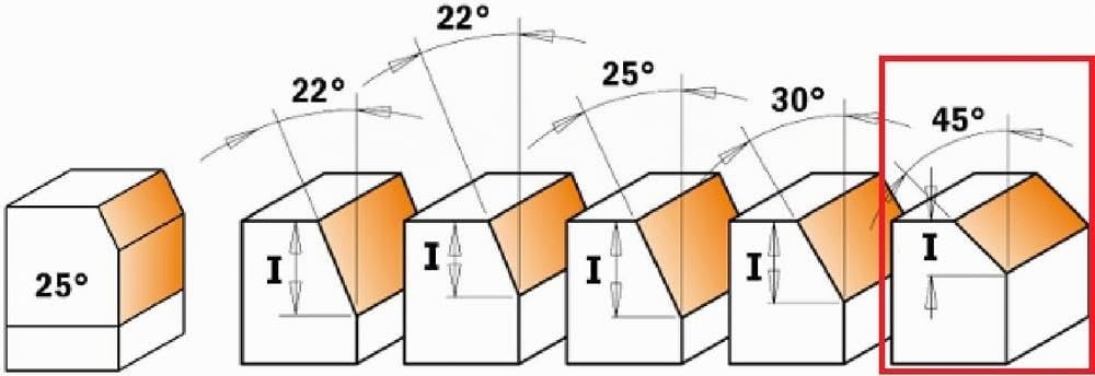 CMT Orange Tools 910.260.11 Fraise pour biseautage 45 degrés HM S 8 mm de diamètre 27 x 5,5 mm