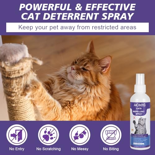 Aomig Katzenabwehrspray Anti Katzen Spray Knabberstopp Innen AuBen Katzenabwehr für Sofa Tür Möbel Natürliches Katzen Fernhaltespray Sofort Wirksames katzenspray Antikratzspray Katz Abwehrspray(200ml)
