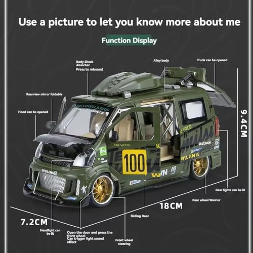 Image of Exclusive Alloy Metal Pull Back Die-Cast Car Diecast Metal Pullback Toy Car with Openable 6 Doors,Light Music Boys Gifts Toys (1:24 Wuling Track Sports Van)