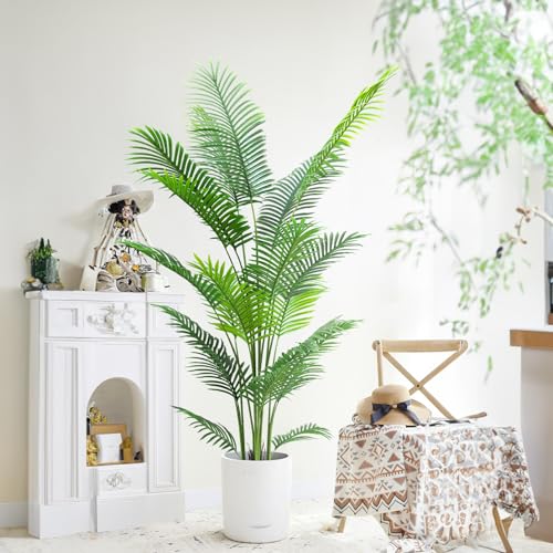 Image of HAIHONG 6FT 2Packs Artificial Palm Tree,Faux Areca Palm Plant with Real Touch Leaves and Adjustable Branches,Fake Tropical Palm Tree for Home Office Indoor Outdoor Modern Decoration