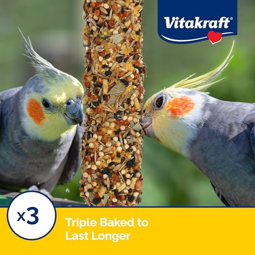 Vitakraft Crunch Sticks Cockatiel Treats Golden Honey Flavor – Triple-Baked Snack with Vitamins A D3 E Riboflavin and B12 – Natural Wood Chew Center and Cage Clip Holder – Engaging 2 Stick Pack - Image 4