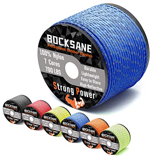 700lb Paracord 550 Reflective Nylon Rope Roller, 7 Strand Utility Parachute Cord Guyline Tent Rope for Camping, Survival Bracelets, Lanyards, Handle Wraps, Keychain -Ship From USA-100 Ft 31m Blue