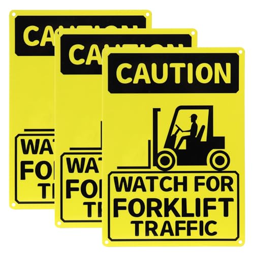 Goaste 3 Pack 'Caution - Watch For Forklift Traffic' Safety Sign | 10' x 14' Aluminum