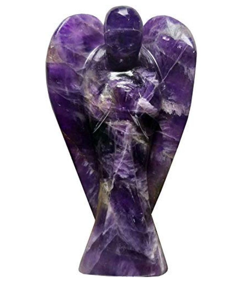 Jet Amethyst Angel - Figura de cristal curativo de Gaurdian, enfoque curativo, concetracción espiritual de 2 pulgadas, ángel poderoso y protector de