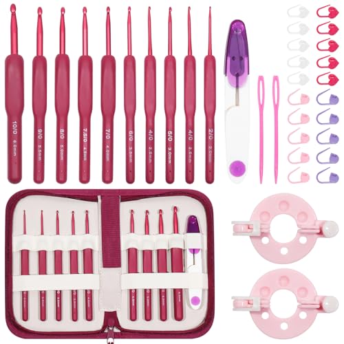 VASTRISE 34PCS Crochet Hooks Set,9 Sizes 2.5-6 mm...