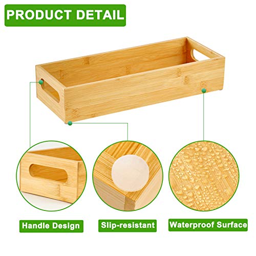 Vitviti Toilet Paper Storage, Bamboo Tray with Handles, Toilet Tissue Holder Organizer Box, for Bathroom/Toilet Tank/Kitchen Counter, Natural