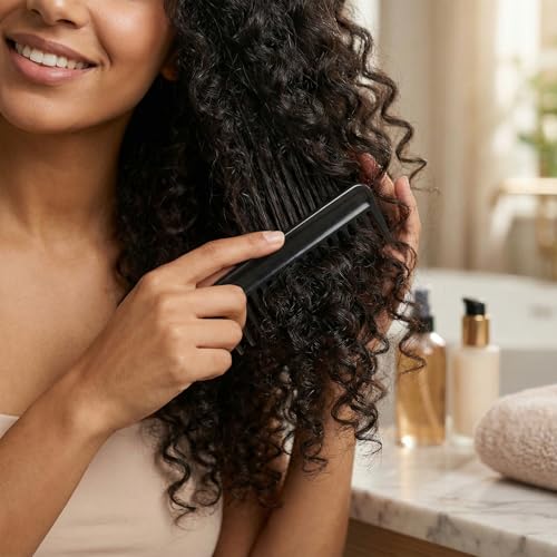 Peine pequeño negro de dientes anchos para cabello rizado miniatura 3