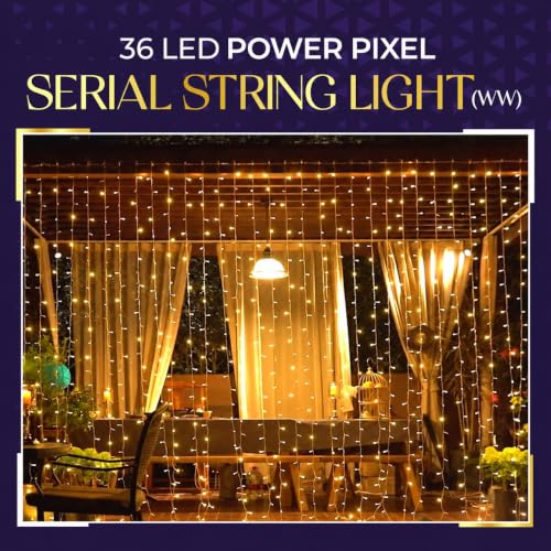 Image of Lexton 36 LED Power Pixel Serial String /Fairy Light | Plug Sourced | Suitable for Home & Outdoor Decoration, Diwali, Christmas, Ramadan, Wedding, Party, Festival (Pack of 2, Warm White)