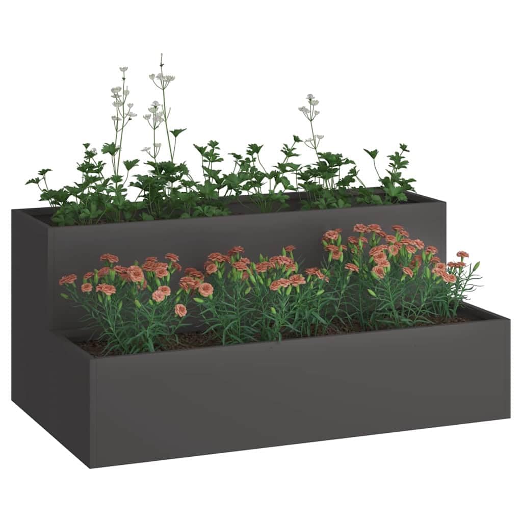 vidaXL Garten-Pflanzgefäß Schwarz 100 x 60 x 45 cm Kaltgewalzter Stahl, Garten und Terrasse, robuster Metallpflanztopf, für draußen, moderner Behälter für Deko, Blumenarrangement