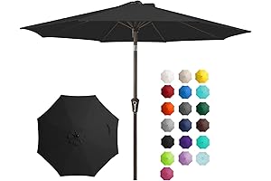 JEAREY 9 Feet Black Outdoor Patio Umbrella with Tilt and Crank