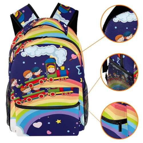Sac à dos d'école multicolore avec grand compartiment ergonomique