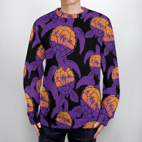 Sea Turtle Palm Trees Sunset Men's Crew Neck Sweater Knit Pullover Women Casual Long Sleeve Crewneck Loose Fit Top4