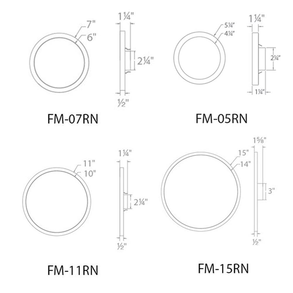 WAC Lighting Round Flush Mount Dimensions