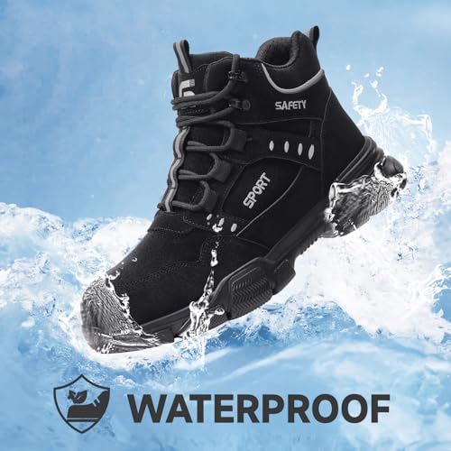 Work Boots for Men Waterproof Steel Toe Shoes for Men Lightweight Steel Toe Boots Comfortable Safety Boot Industrial Construction Boot Work Utility Shoes High Top Indestructible Shoe4