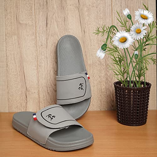 Image of PERY-PAO Mens Stylish Sliders Grey, Sky Blue, Black, White, peach, Neon Green, Olive Green Boys Slippers