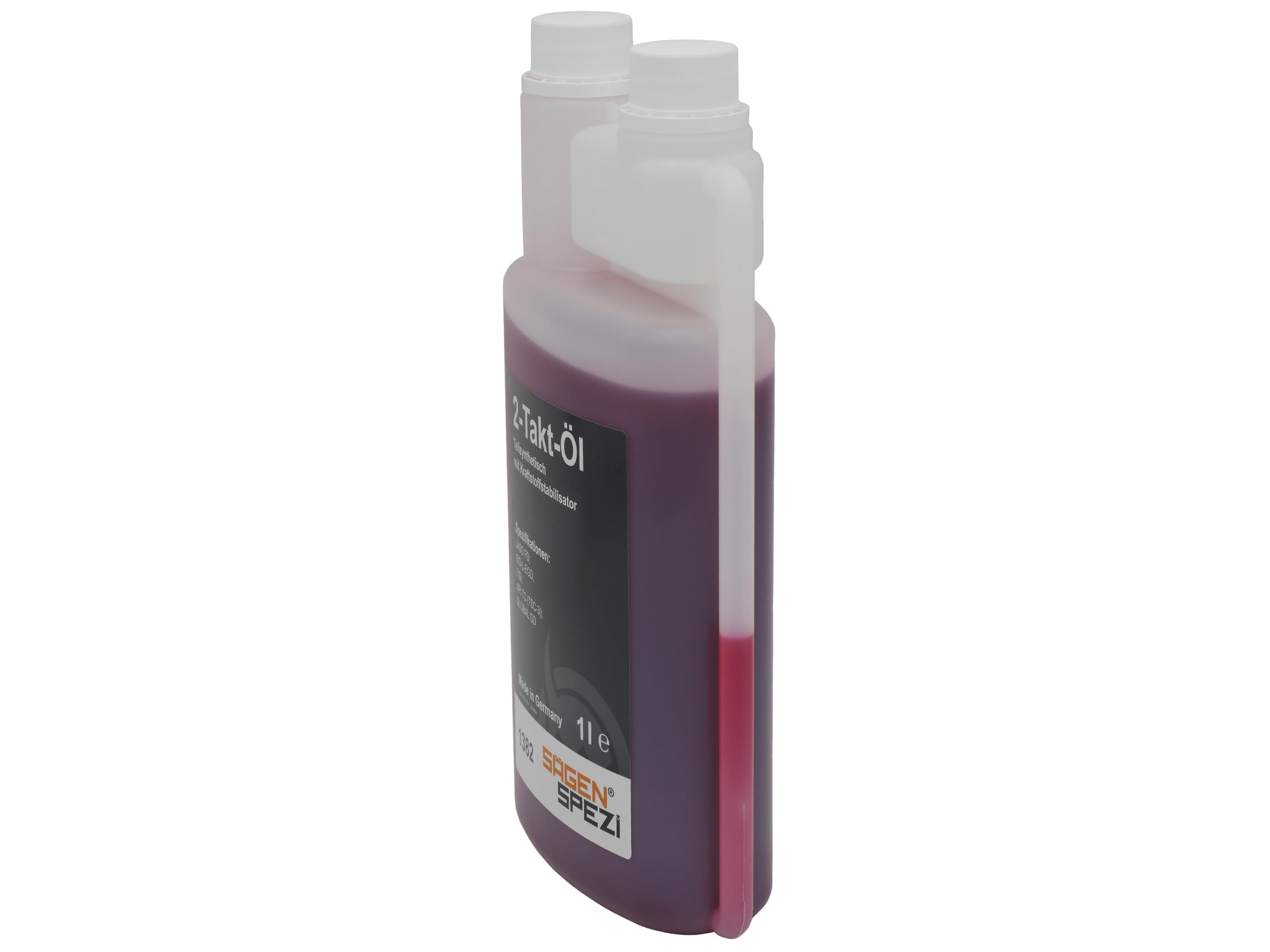 Sägenspezi Aceite de motor de 2 tiempos automezclante, aceite semisintético de dos tiempos para una combustión limpia y una mejor lubricación, estabilizador de combustible FF Fuel Fresh (botella