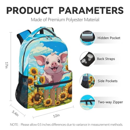 Backpack Set, 3 in 1 Pig School Backpacks Matching Combo with Lunch Box, Cute Pink Girls Bookbag and Pencil Pouch4