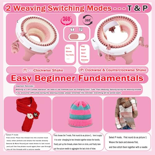 Image of PKHOUHYI Sentro Knitting Machine,Sentro 48 Needles Knitting Machine with Row Counter Automatic Circular Weaving Spinning Knitting Loom Machine Kit for Adults and Beginners (Sentro 48AAA)